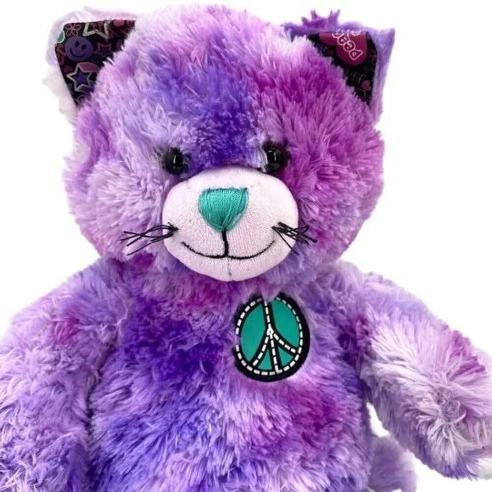 Build-A-Bear Tie Dye Peace Plush Kitty Cat Stuff Animal